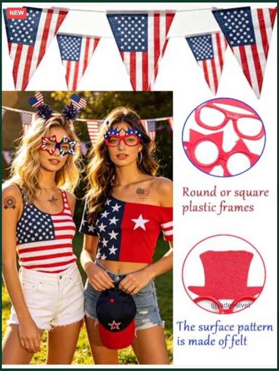4th of July Hair Accessories & Glasses Set 20pc Party Favors main image 6